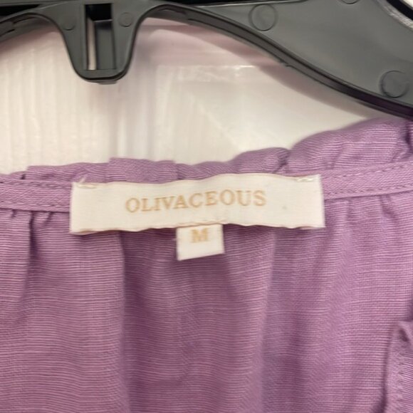 Linen Lavender Ruffle Sleeve Women's Top by olivaceous - Picture 2 of 4
